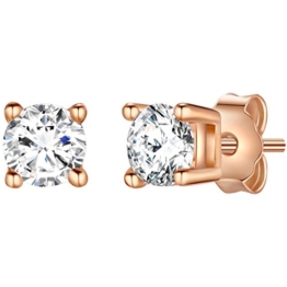 Rafaela Donata Damen-Ohrstecker Sterling Silber rosévergoldet Zirkonia weiß – Roségold Ohrringe Stecker Krappenfassung eckig Silberohrstecker 925