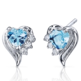 Revoni Amors Grazie Damen-Ohrringe 925 Sterlingsilber Zirkonien Diamanten Schweizer Blau Topas 1.00 Karat
