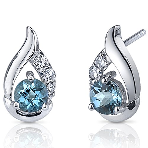 Revoni Damen-Ohrringe 925 Sterlingsilber Zirkonien Diamanten London Blau Topas 1.00 Karat