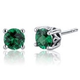 Revoni Damen-Ohrstecker Schnörkel Design 925 Sterling Silber 2 Smaragde 1.50ct grün 6.4 mm PER-SE8240