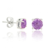 Runde 5mm große Ohrstecker / Ohrringe mit Amethyst, Sterling Silber