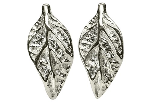 SILBERMOOS Damen Ohrstecker Blattmotiv Blatt matt Sterling Silber 925 Ohrringe