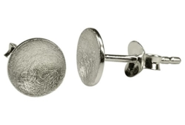 SILBERMOOS Damen Ohrstecker Kreis rund gebürstet klein Sterling Silber 925 Ohrringe