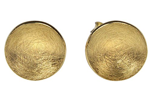 SILBERMOOS Damen Ohrstecker Kreis rund gebürstet klein vergoldet Sterling Silber 925 Ohrringe