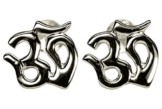 SILBERMOOS Damen Ohrstecker Om-Zeichen Mantra Yoga glänzend 925 Sterling Silber Ohrringe