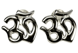 SILBERMOOS Damen Ohrstecker Om-Zeichen Mantra Yoga glänzend 925 Sterling Silber Ohrringe