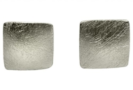 SILBERMOOS Damen Ohrstecker Quadrat Viereck gebürstet Sterling Silber 925 Ohrringe