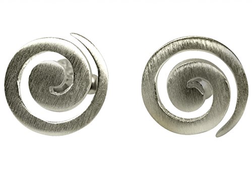 SILBERMOOS Damen Ohrstecker Spirale klein rund matt Sterling Silber 925 Ohrringe