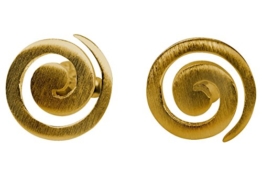 SILBERMOOS Damen Ohrstecker Spirale klein rund matt goldplattiert vergoldet Sterling Silber 925 Ohrringe