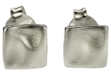 SILBERMOOS Damen Ohrstecker gewellt Quadrat Viereck klein matt Sterling Silber 925 Ohrringe