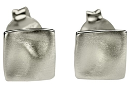 SILBERMOOS Damen Ohrstecker gewellt Quadrat Viereck klein matt Sterling Silber 925 Ohrringe