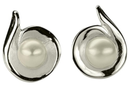 SILBERMOOS Damen Ohrstecker mit Perle Schale Spirale Kreis glänzend Sterling Silber 925