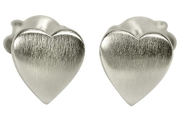SILBERMOOS Ohrstecker Herz Liebe klein matt Sterling Silber 925 Ohrringe