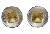 SILBERMOOS Ohrstecker Kreis Scheibe Rund Viereck bicolor 2-in-1 variabel austauschbar vergoldet goldplattiert matt gebürstet Sterling Silber 925 Ohrringe