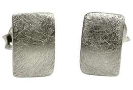 SILBERMOOS Ohrstecker Rechteck gewölbt gebürstet Sterling Silber 925 Ohrringe