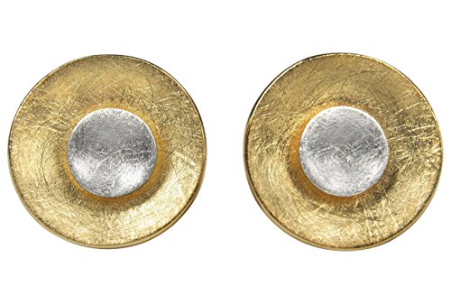 SILBERMOOS Ohrstecker bicolor Kreis rund 2-in-1 variabel gebürstet goldplattiert vergoldet Sterling Silber 925 Ohrringe