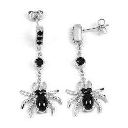 SILVEGO Silberohrringe Spinnen mit schwarzen Zirkonia 925 Sterling Silber