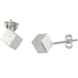 SKIELKA DESIGNSCHMUCK Würfel Ohrstecker 6 mm Silber Goldschmiedearbeit (Sterlingsilber 925) – Silberohrringe als Würfel – Würfelohrstecker