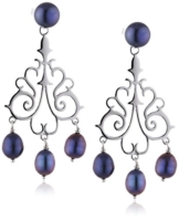 Sakura Pearl Damen-Ohrstecker Ohrringe 925 Silber rhodiniert Frischwasser-Zuchtperle Blau 5 cm – AM 301 B