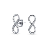 Schmuck Bling Bling Pavé CZ Unendlichkeit Ziechen Abbildung 8 Sterling-Silber Ohrstecker