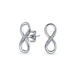 Schmuck Bling Bling Pavé CZ Unendlichkeit Ziechen Abbildung 8 Sterling-Silber Ohrstecker