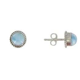 Schmuck Les Poulettes – Ohrringe Larimar Kugeln und Sterling Silber Ohrstecker