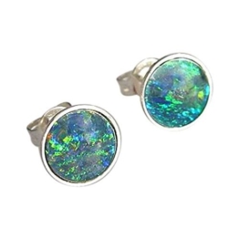 Schmuck-Michel Damen Ohrstecker Silber 925 Opal-Triplette 8 mm (2188)