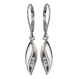 Schmuck-Pur 925/-Silber Navette-Design-Ohrhänger mit Zirkonia
