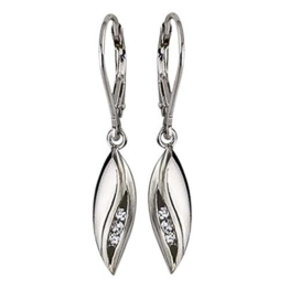 Schmuck-Pur 925/-Silber Navette-Design-Ohrhänger mit Zirkonia