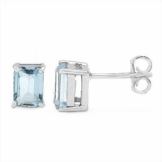 Schmuck-Schmidt-Edle rechteckige Blautopas-Ohrstecker Silber-1,32 Karat
