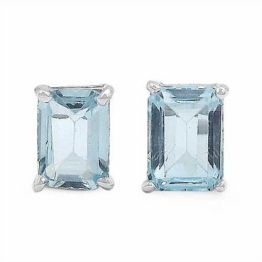 Schmuck-Schmidt-Edle rechteckige,viereckige Blautopas-Ohrringe/Ohrstecker Silber-2,40 Karat