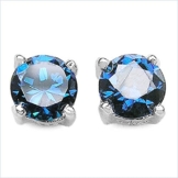 Schmuck-Schmidt-Ohrringe-Stecker Blaue Zirkonia -925 Silber-Rhodiniert-1,68 Karat