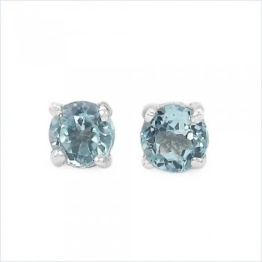Schmuck-Schmidt-Ohrringe/Ohrstecker Aquamarin-Silber Rhodiniert -1,20 Karat