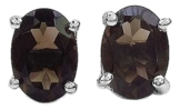 Schmuck-Schmidt-Ohrringe/Ohrstecker Ovale-SmokyTopas/Rauchquarz-1,40 Karat-Silber Rhodiniert