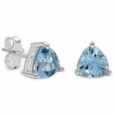 Schmuck-Schmidt-Ohrringe/Ohrstecker Trillion (Dreiecke)-Blautopas-925Silber-Rhodiniert-2,40 Karat