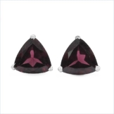 Schmuck-Schmidt-Ohrringe/Ohrstecker Trillion (Dreiecke)-Rhodolith-925Silber-Rhodiniert-2,20Karat