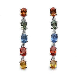 Schmuck-Schmidt-Ohrringe/Ohrstecker/Hänger mit 10 Saphiren-925 Silber-Rhodiniert-4,90 Karat