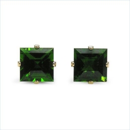 Schmuck-Schmidt-Ohrstecker/Ohrringe Chromdiopsid 925 Silber Rhodiniert