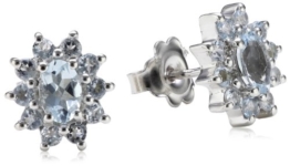 SchmuckMart Damen-Ohrstecker 925 Sterling Silber Rhodiniert Aquamarin E879AQ