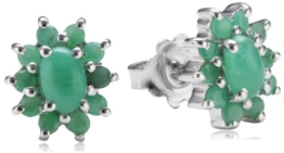 SchmuckMart Damen-Ohrstecker 925 Sterling Silber Rhodiniert Smaragd E879E
