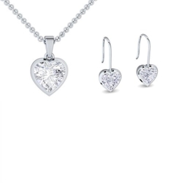 Schmuckset Herz Silber Herzkette 925 Herzanhänger Herz Ohrringe Ohrstecker *GESCHENK SET* Luxusetui Gravur Frohe Weihnachten Geschenke Weihnachtsgeschenk Freundin Frau Mama Oma SE16-3 SS925ZIFA