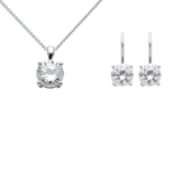 Schmuckset Zirkonia Solitär Ohrringe Ohrstecker Anhänger Kette Silber Kleine Silberstecker *GESCHENK SET* Ich liebe Dich Geschenke Valentinstag Freundin romantische SE19-8 SS925ZIFA