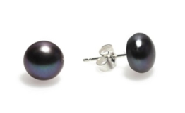 Schmuckwilly Süsswasserperlen Perlenohrringe Ohrstecker Ohrringe – Süsswasserperlen Perlenohrstecker Ohrringe 925 sterling Silber Hacken schwarz dso0005z