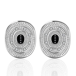 Schöner Klassischer Shield Crystal Perlen, Geschnitzt Massiv 925 Silber Ohrstecker