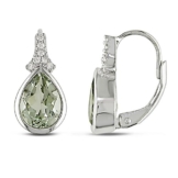 Silber Grüne Amethyst und Diamant Ohrringe [Schmuck]