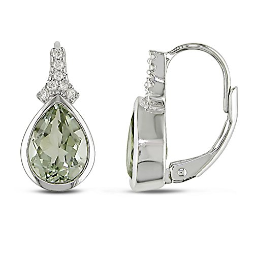 Silber Grüne Amethyst und Diamant Ohrringe [Schmuck]