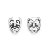 Silber Komödie und Tragödie Ohrstecker Ohrringe . Theater -Masken – Größe: 6 mm x 5 mm . Geschenkbox
