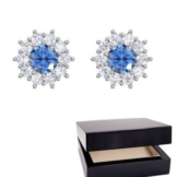 Silber Ohrringe Blautopas 925 + inkl. Luxusetui + Blautopas Ohrringe Silber Blautopasohrringe Silber (Silber 925) – Flowers Amoonic Schmuck AM03 SS925BTFAZIFA