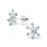 Silber Schneeflocke Ohrstecker mit Zirkonia