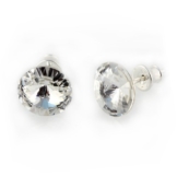 Silberohrringe aus 925 Silber Ohrstecker mit original Swarovski® Elements rund, klar, 10 mm, mit Schmuckbeutel, ideal als Geschenk für Frau oder Freundin